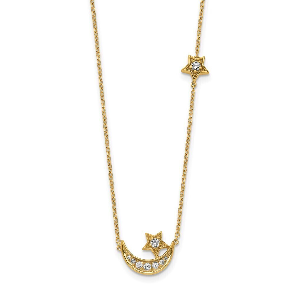 Kazi Luxury 14k Moon & Star Diamond 18in Necklace